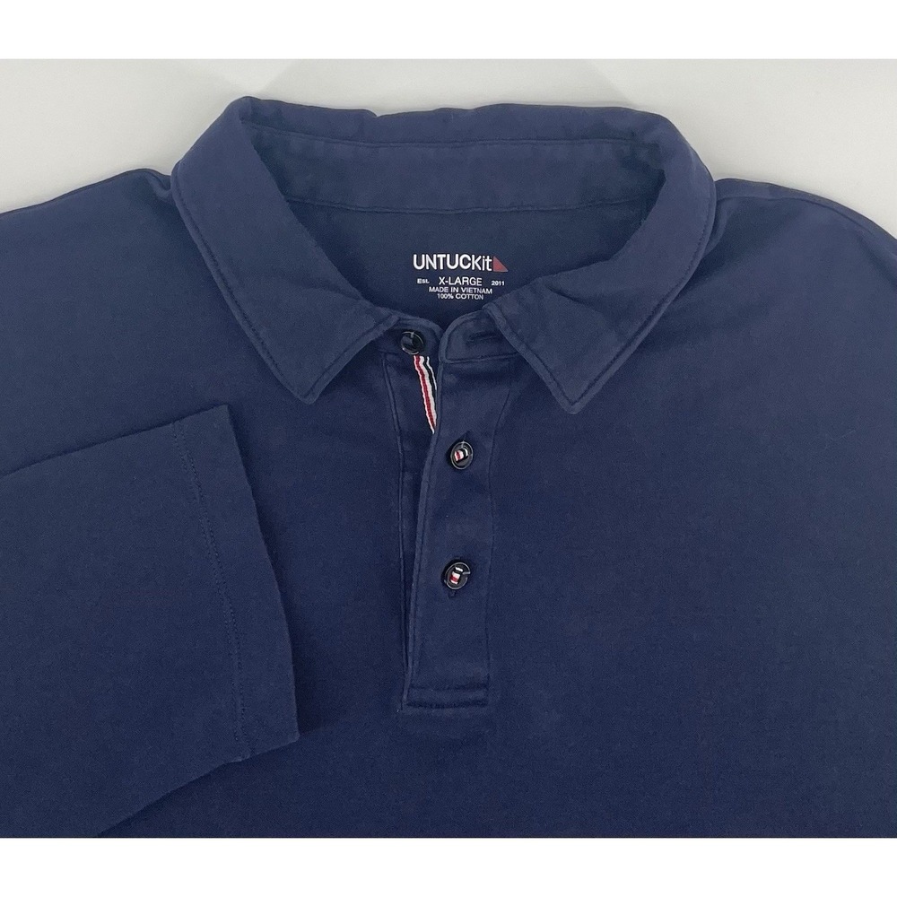 UNTUCKit Damaschino Polo Men XL Navy Blue Long Sleeve Jersey Preppy Classic Fall